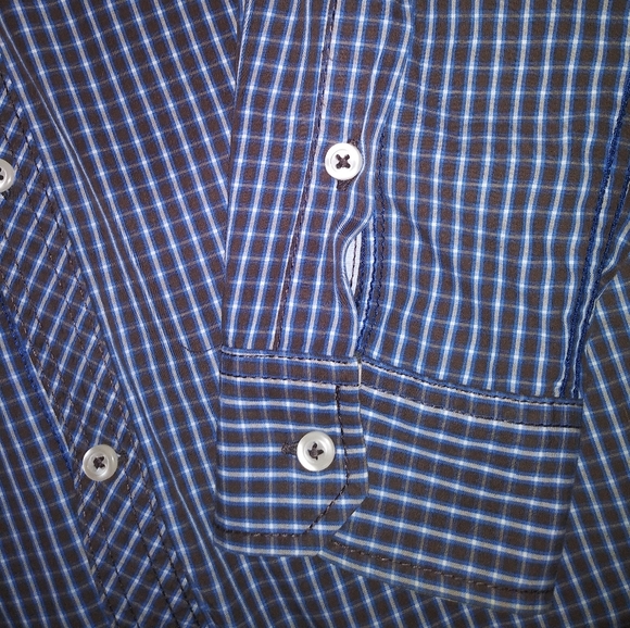 Mens Mavi XL Long Sleeve Brown and Blue Checkered Button Down Collared Shirt - Picture 5 of 8